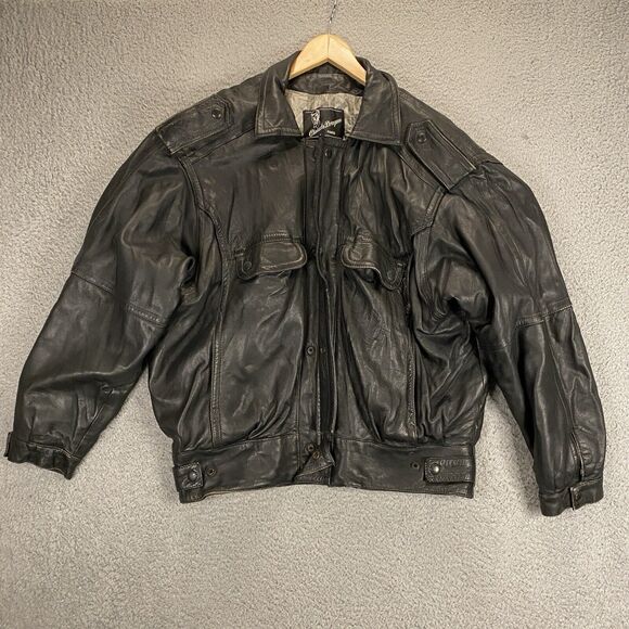 Vintage Claude Dragon Paris Leather Jacket Mens Medium Bomber Biker Aviator‎ - Picture 1 of 11